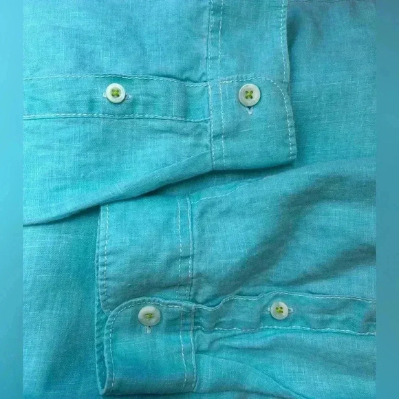 Tommy Bahama Linen Blue Button Up Shirt Long Sleeve Adult 3XL - Picture 6 of 14
